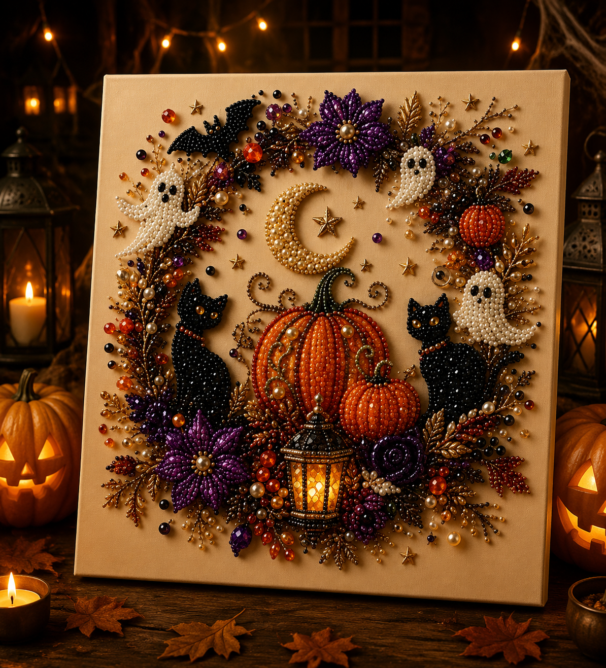 🔥 Limited Time 50%👻✨Halloween Pearl Art DIY Kit – Turn Tiny Pearls into Spooky-Cute Magic