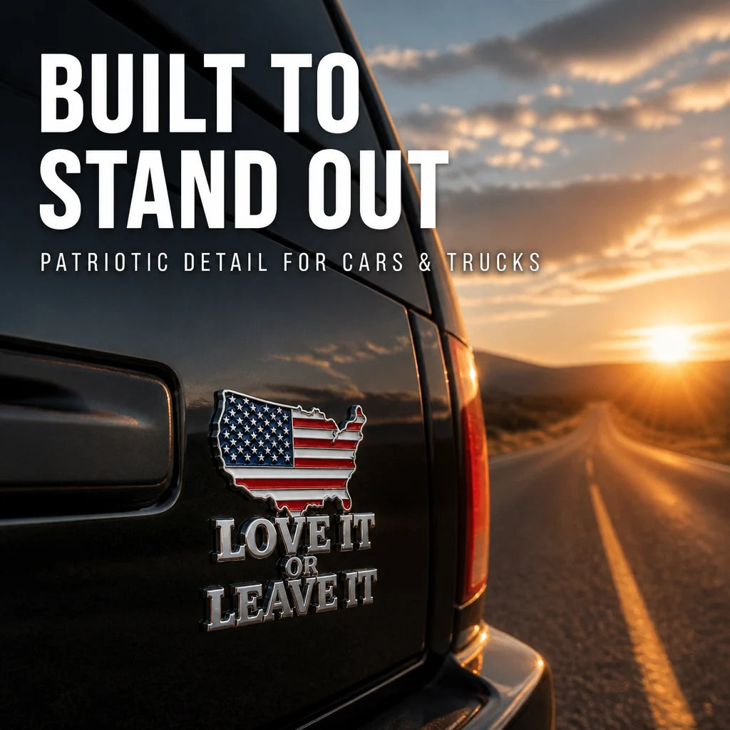 "LOVE IT OR LEAVE IT" USA Flag Emblem Car Badge