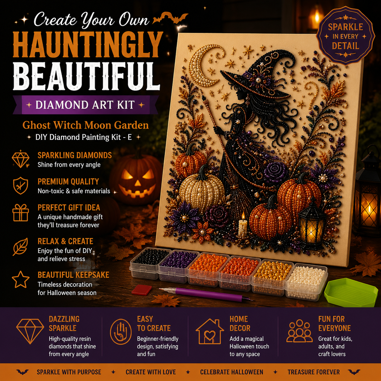 🔥 Limited Time 50%👻✨Halloween Pearl Art DIY Kit – Turn Tiny Pearls into Spooky-Cute Magic