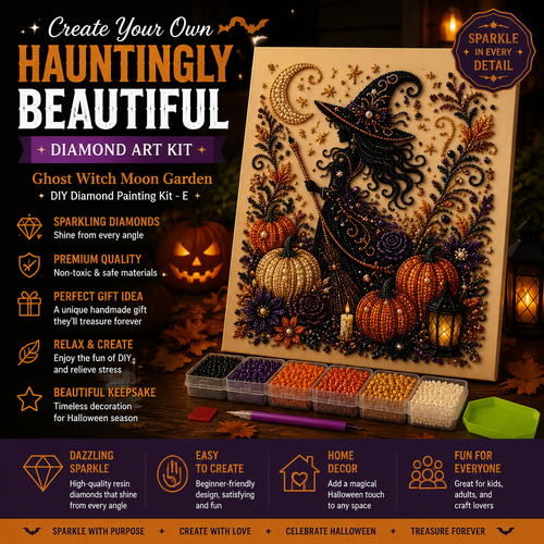 🔥 Limited Time 50%👻✨Halloween Pearl Art DIY Kit – Turn Tiny Pearls into Spooky-Cute Magic