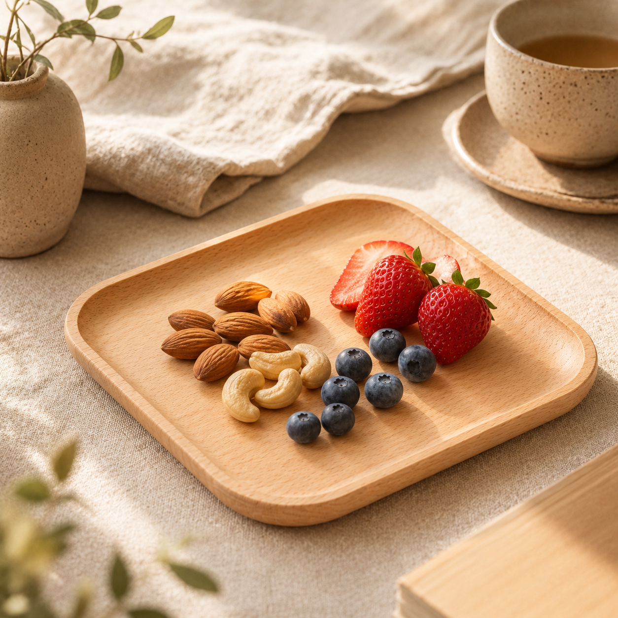 Beech Wood Square Serving Tray