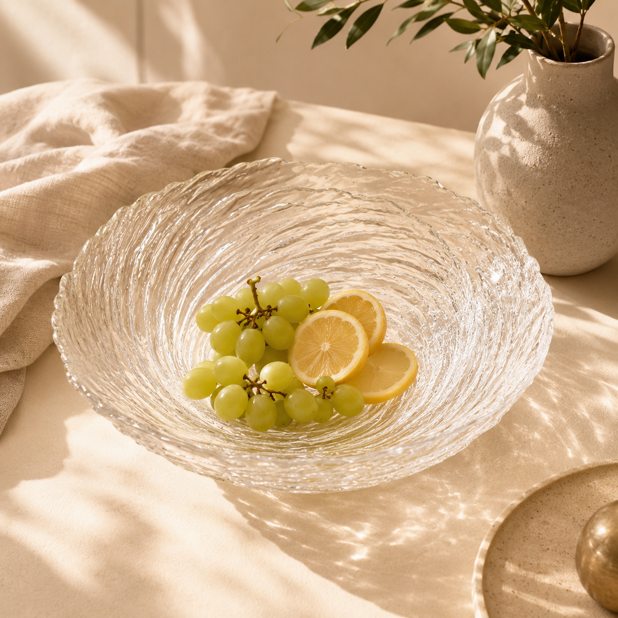 Transparent Ocean Ripple Glass Bowl