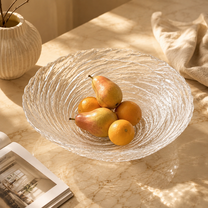 Transparent Ocean Ripple Glass Bowl