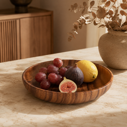 Acacia Wood Round Serving Bowl