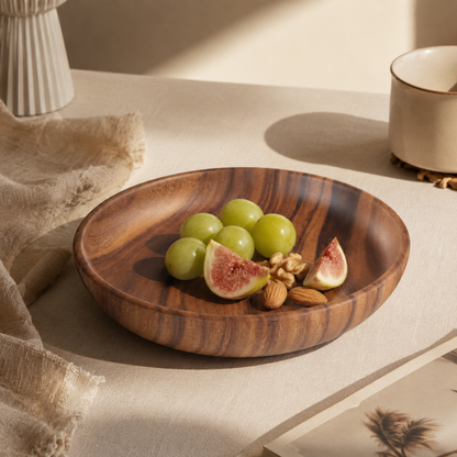 Acacia Wood Round Serving Bowl