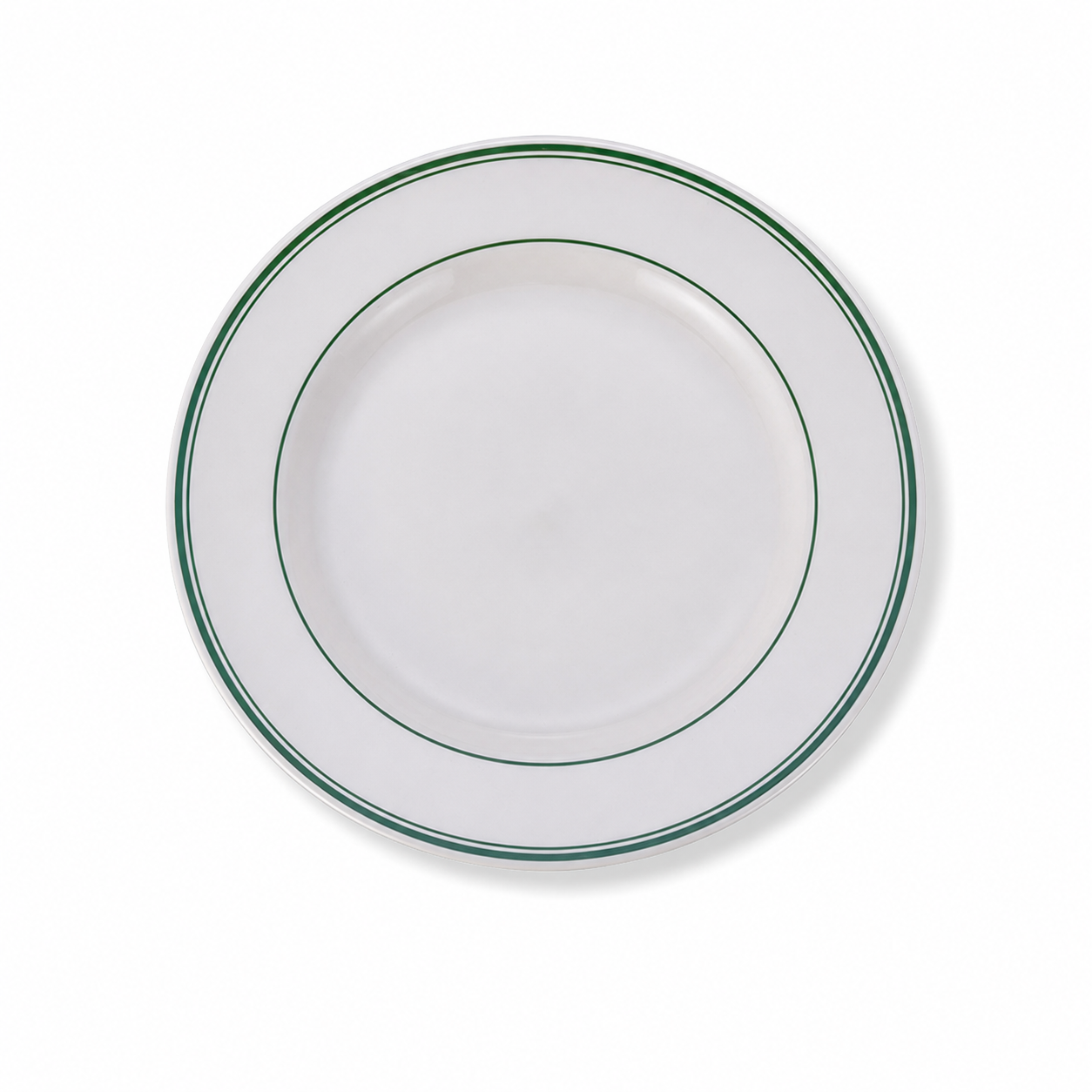 Green Double-Line Round Ceramic Dinner Plate