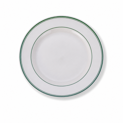 Green Double-Line Round Ceramic Dinner Plate