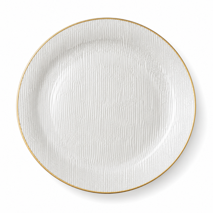 Gold Rim Horizontal Texture Glass Fruit Plate