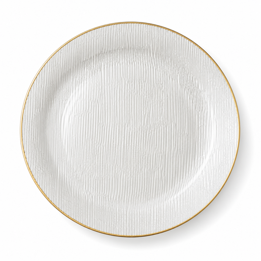 Gold Rim Horizontal Texture Glass Fruit Plate