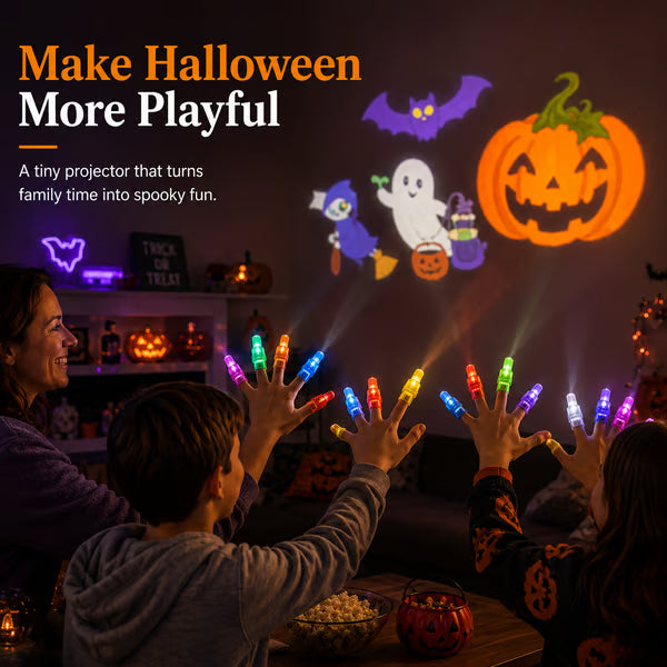 🔥Last Day 50% OFF | 🎃4PCS Halloween Finger Projector Lights – Mini Pattern Projector