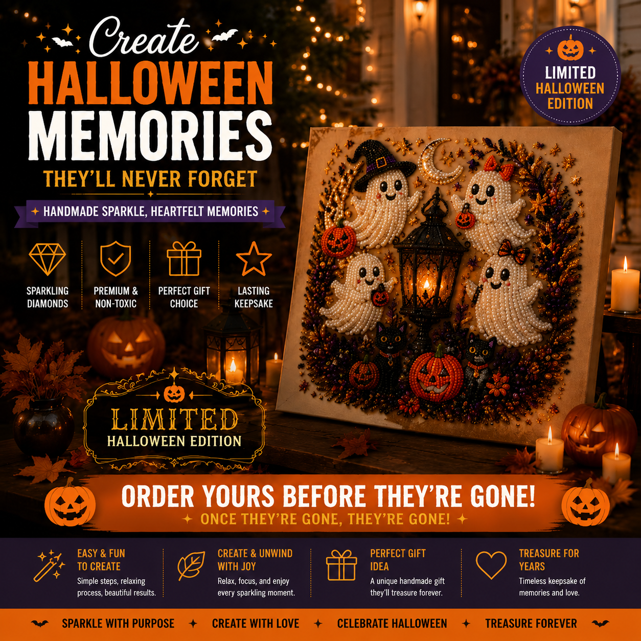🔥 Limited Time 50%👻✨Halloween Pearl Art DIY Kit – Turn Tiny Pearls into Spooky-Cute Magic