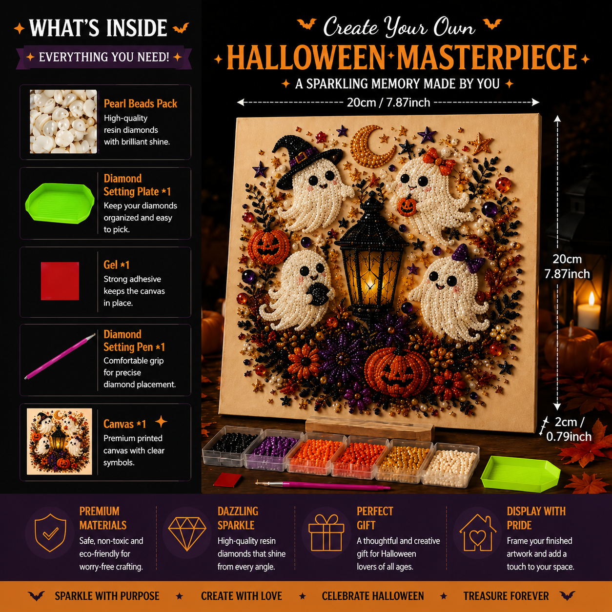 🔥 Limited Time 50%👻✨Halloween Pearl Art DIY Kit – Turn Tiny Pearls into Spooky-Cute Magic