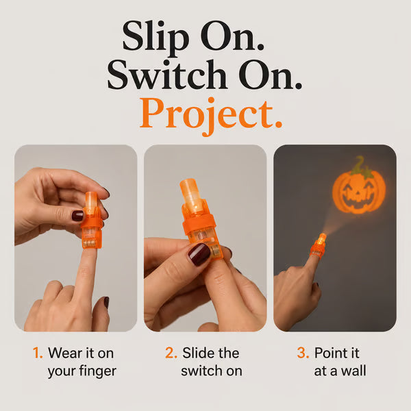 🔥Last Day 50% OFF | 🎃4PCS Halloween Finger Projector Lights – Mini Pattern Projector