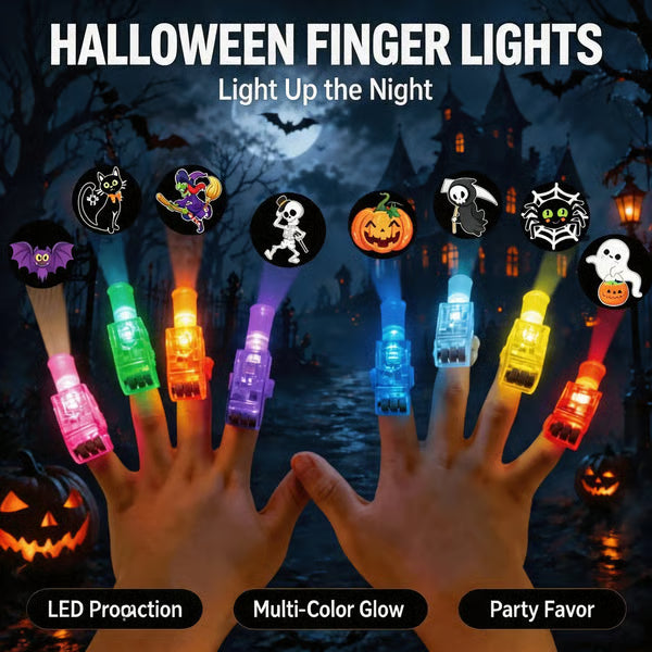 🔥Last Day 50% OFF | 🎃4PCS Halloween Finger Projector Lights – Mini Pattern Projector