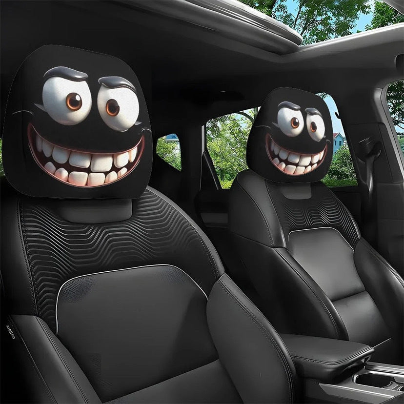 🎃 The Ultimate Prank: 👻 2-in-1 Creepy Car Headrest Cover & Prank Mask (2PCS)
