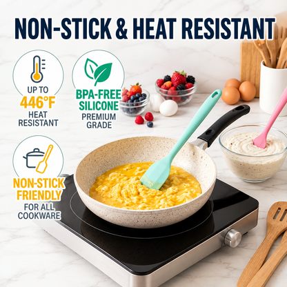 4 Piece Silicone Jar Scraper Spatula Set, Food Grade Long Handle Skinny Spatulas for Jars, Bottles, Mixing Bowls & Containers, Nonstick Heat Resistant Kitchen Gadgets, Kitchenware