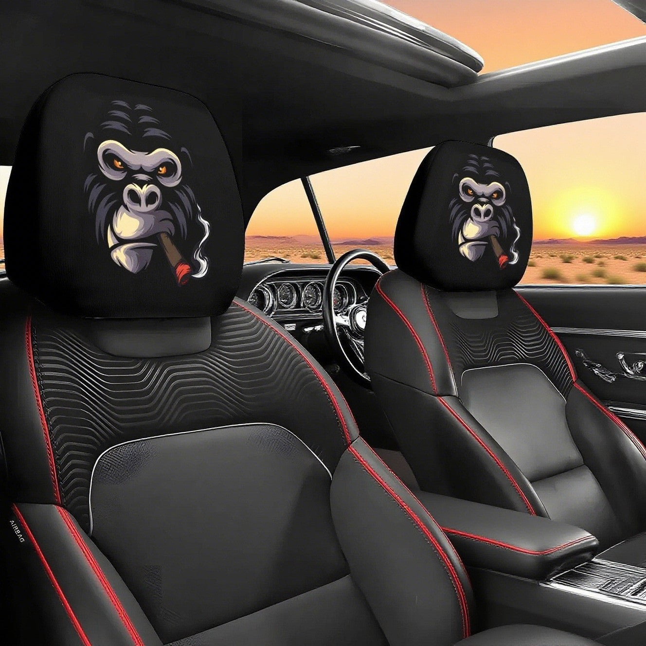 🎃 The Ultimate Prank: 👻 2-in-1 Creepy Car Headrest Cover & Prank Mask (2PCS)