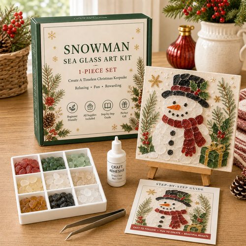 🔥 LAST DAY 49% OFF – 🎄DIY Christmas Sea Glass Art Kit | All-Inclusive Mosaic Set with Sea Glass, Adhesive, Sturdy Base & Festive Holiday Designs ✨