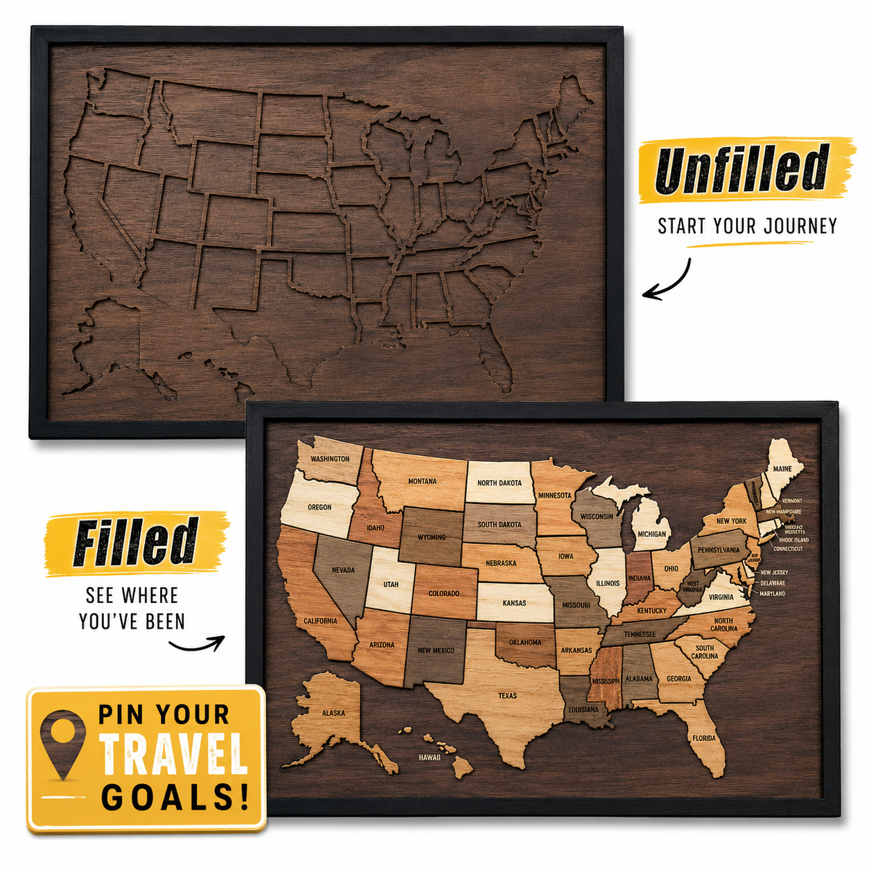 Wooden USA Travel Map Puzzle