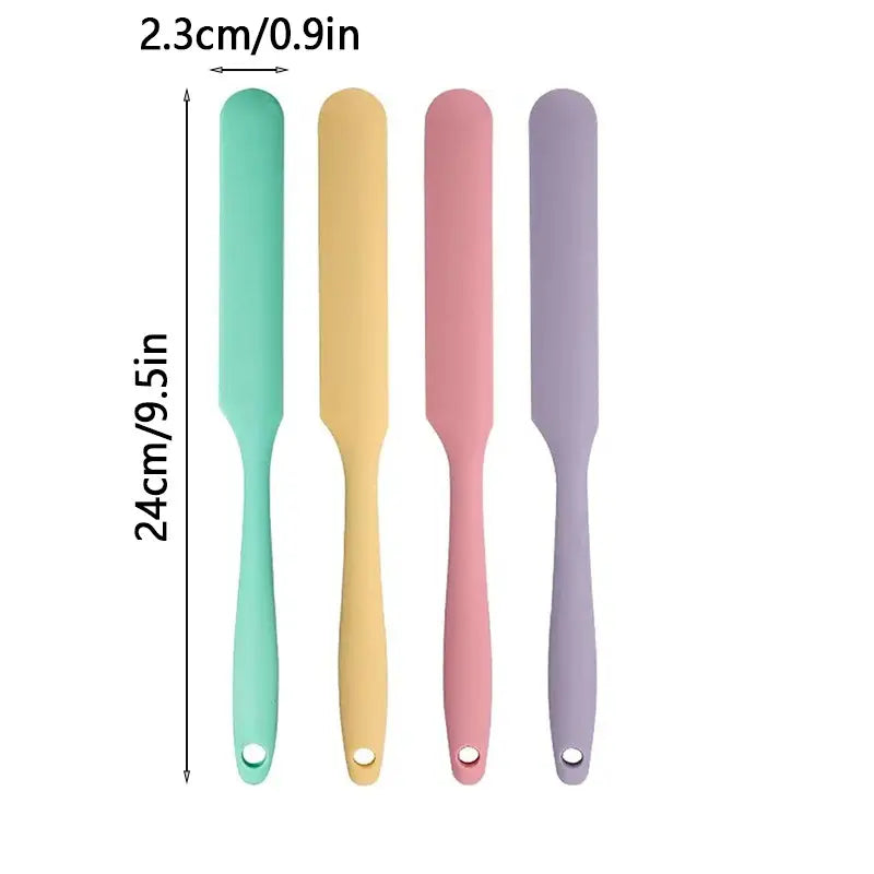 4 Piece Silicone Jar Scraper Spatula Set, Food Grade Long Handle Skinny Spatulas for Jars, Bottles, Mixing Bowls & Containers, Nonstick Heat Resistant Kitchen Gadgets, Kitchenware