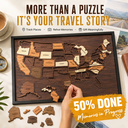 Wooden USA Travel Map Puzzle