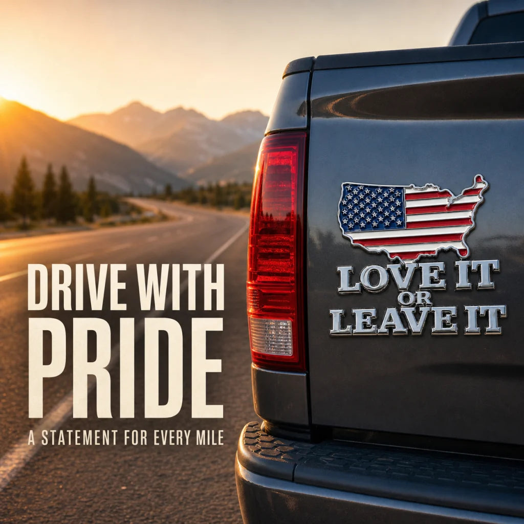 "LOVE IT OR LEAVE IT" USA Flag Emblem Car Badge