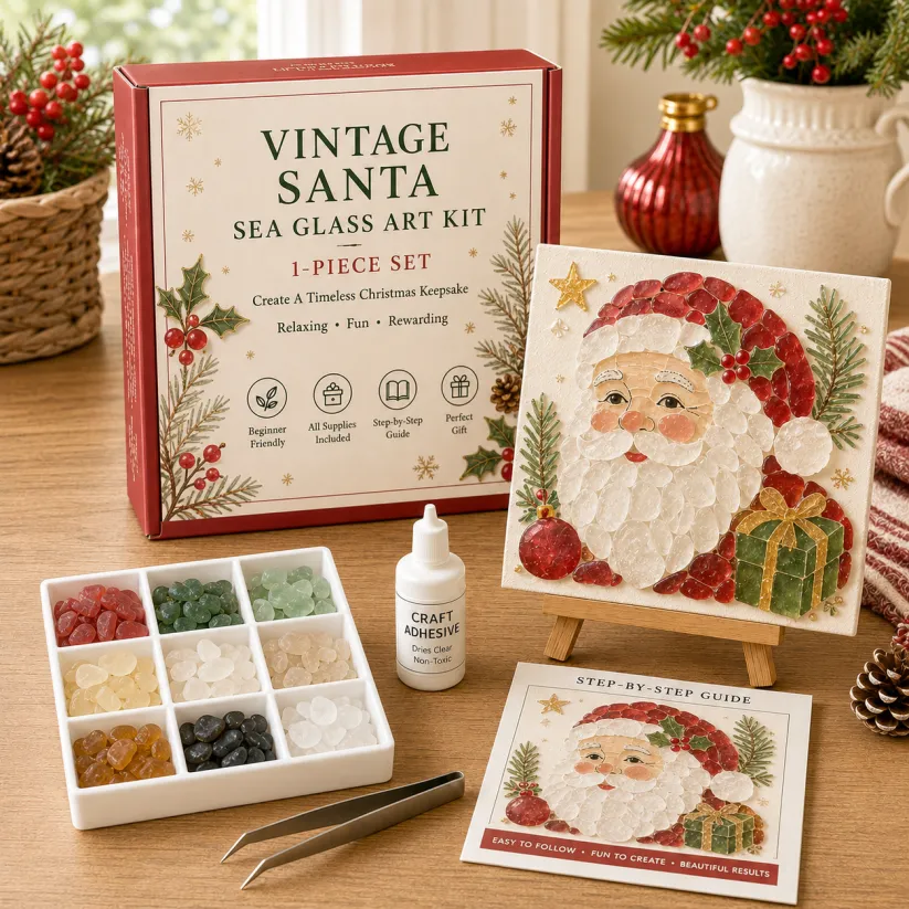 🔥 LAST DAY 49% OFF – 🎄DIY Christmas Sea Glass Art Kit | All-Inclusive Mosaic Set with Sea Glass, Adhesive, Sturdy Base & Festive Holiday Designs ✨