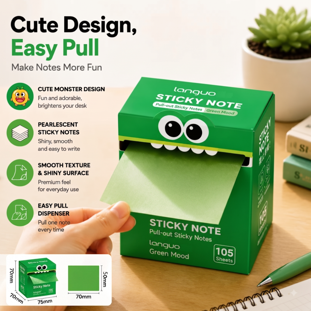 🔥 BUY 1 GET 1 FREE | Cute Pull-Out Pearl Sticky Note – Transparent Aesthetic Study Notes for Desk Setup & Office
