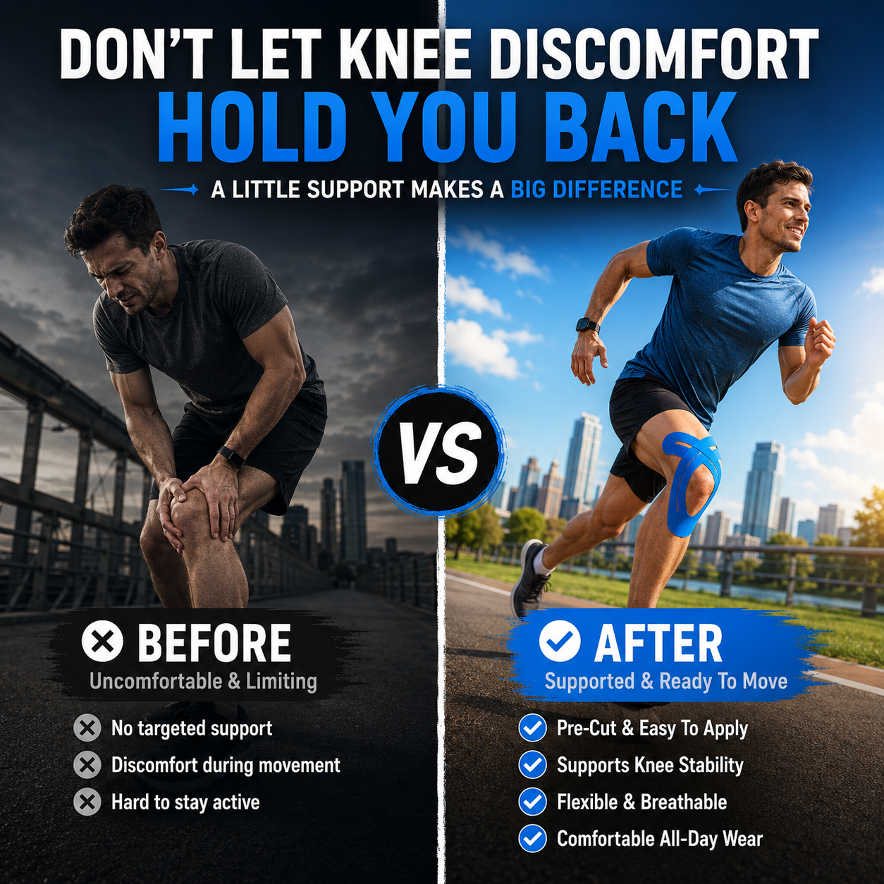 🛡️Pre-Cut Knee Support Tape That Moves With You