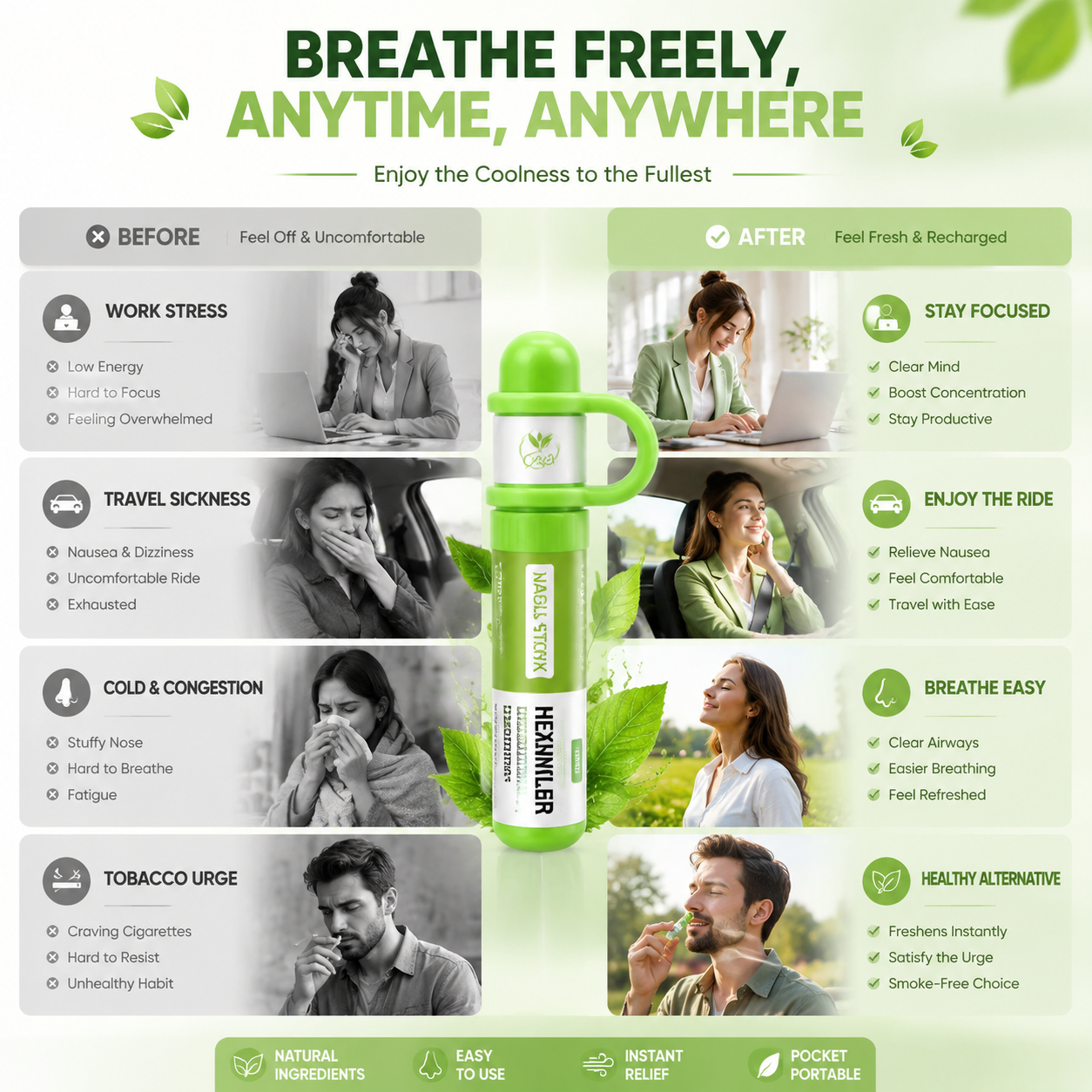 🏆Last Day Promo: 50% OFF | Natural Aromatherapy Nasal inhaler - Instant Stress Relief & Habit Replacement (0% Nicotine)
