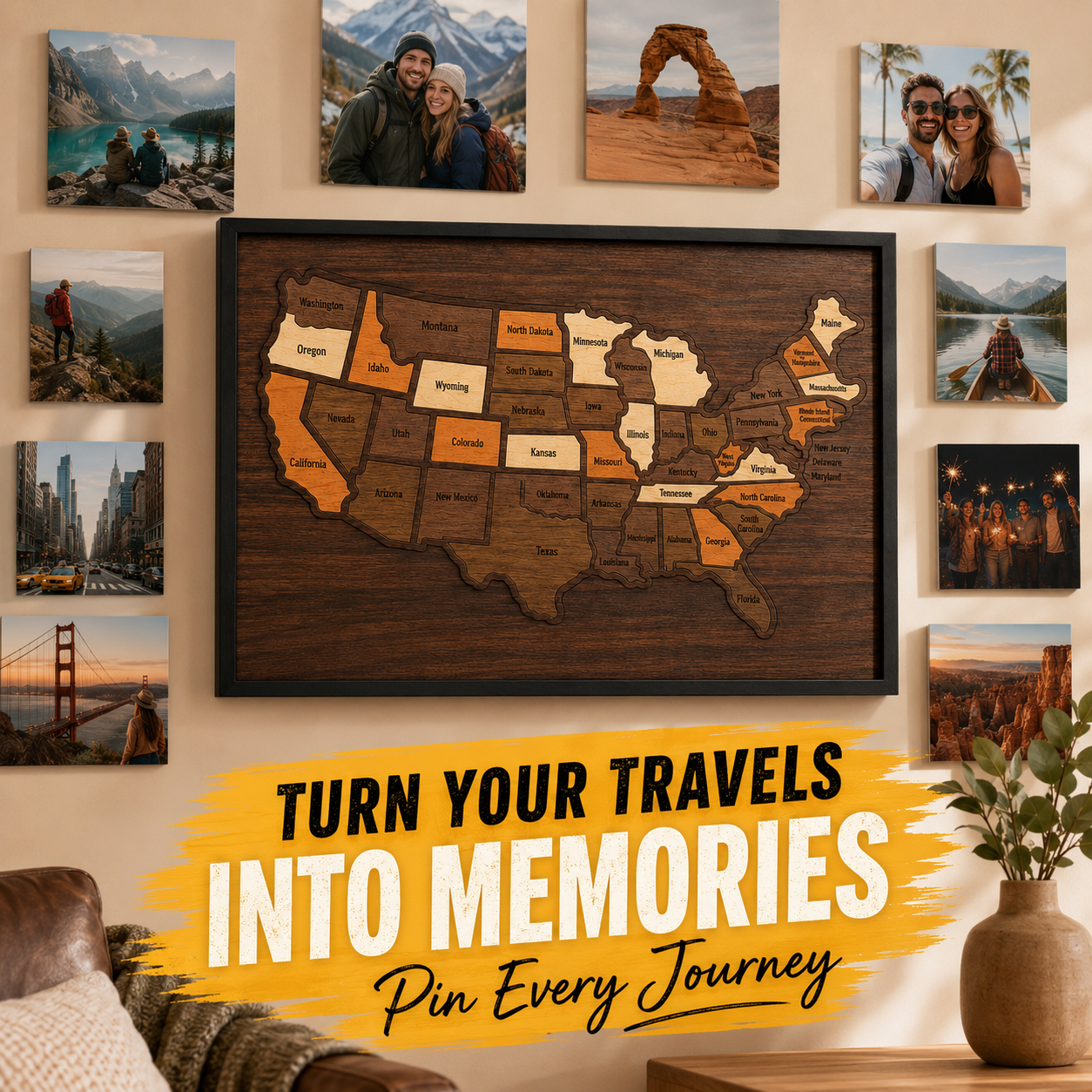Wooden USA Travel Map Puzzle