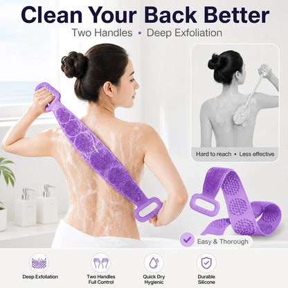 🛀Limited-Time 50% OFF💦Silicone Bath Brush Double-Sided Exfoliating Back Scrubber
