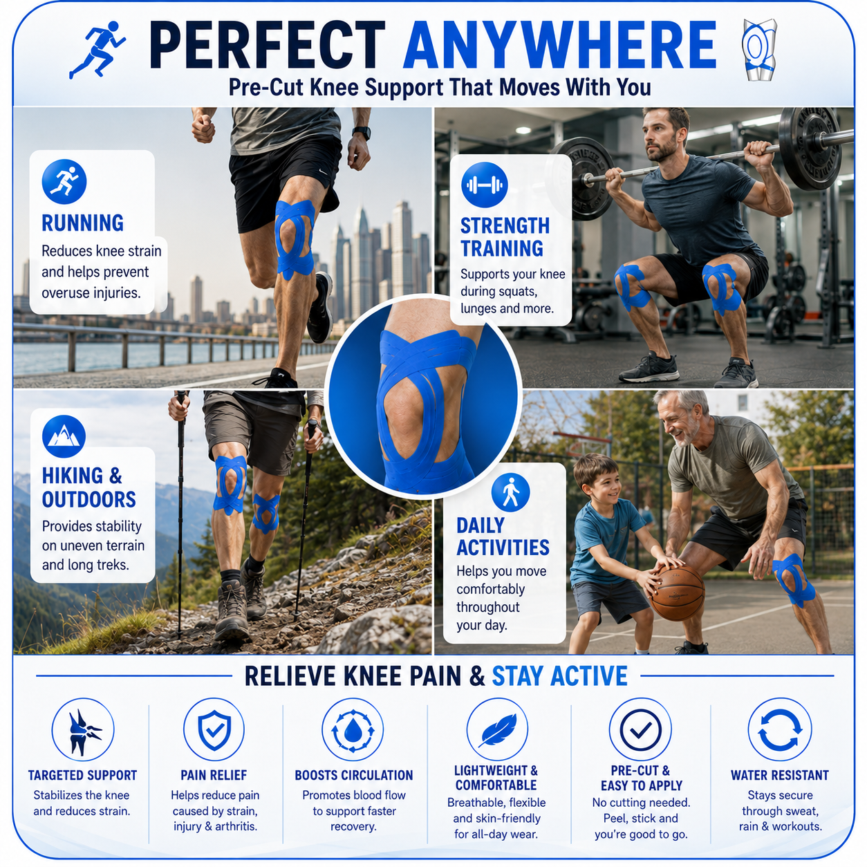 🛡️Pre-Cut Knee Support Tape That Moves With You
