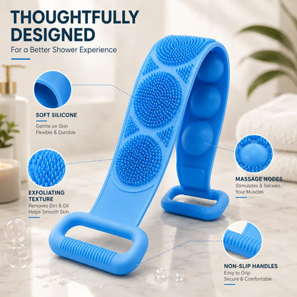 🛀Limited-Time 50% OFF💦Silicone Bath Brush Double-Sided Exfoliating Back Scrubber