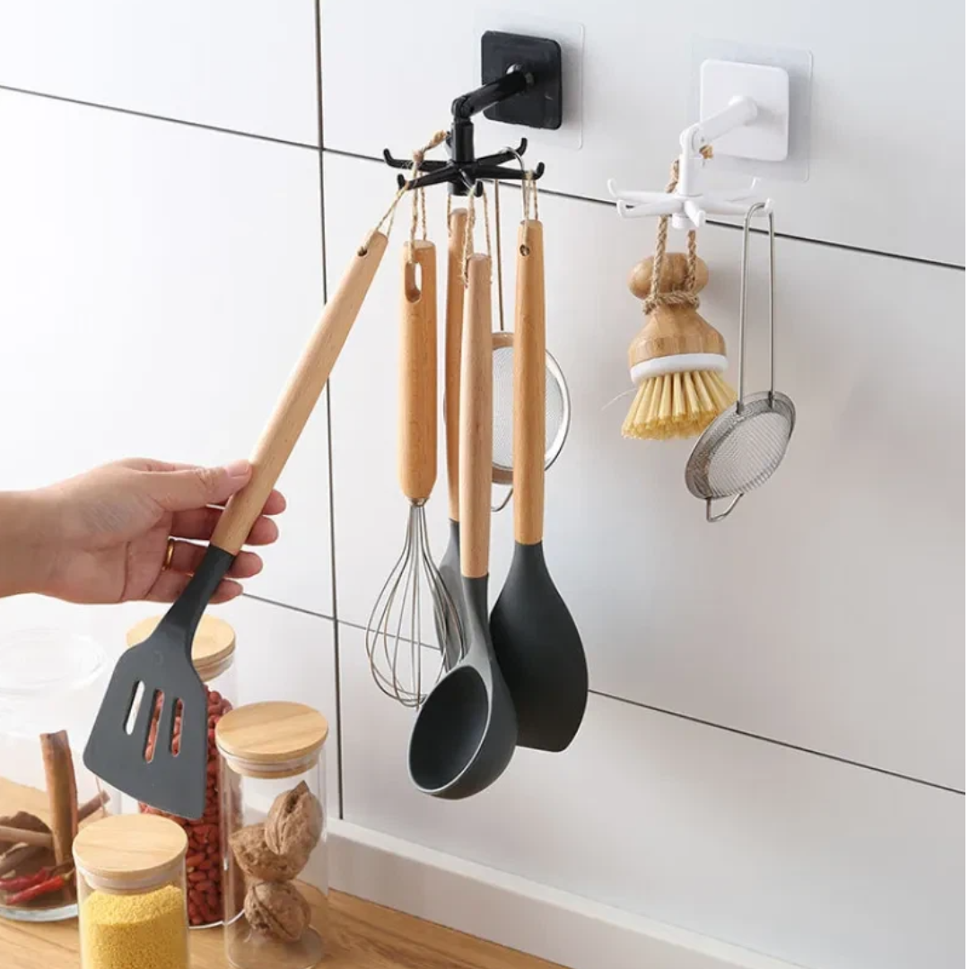 💛Limited Time 50% OFF | 360 Self-Adhesive Rotating Kitchen Hooks