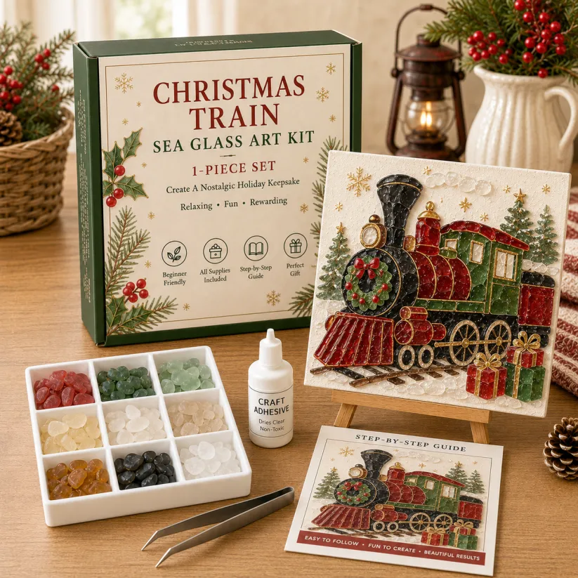 🔥 LAST DAY 49% OFF – 🎄DIY Christmas Sea Glass Art Kit | All-Inclusive Mosaic Set with Sea Glass, Adhesive, Sturdy Base & Festive Holiday Designs ✨