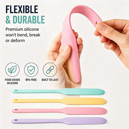4 Piece Silicone Jar Scraper Spatula Set, Food Grade Long Handle Skinny Spatulas for Jars, Bottles, Mixing Bowls & Containers, Nonstick Heat Resistant Kitchen Gadgets, Kitchenware