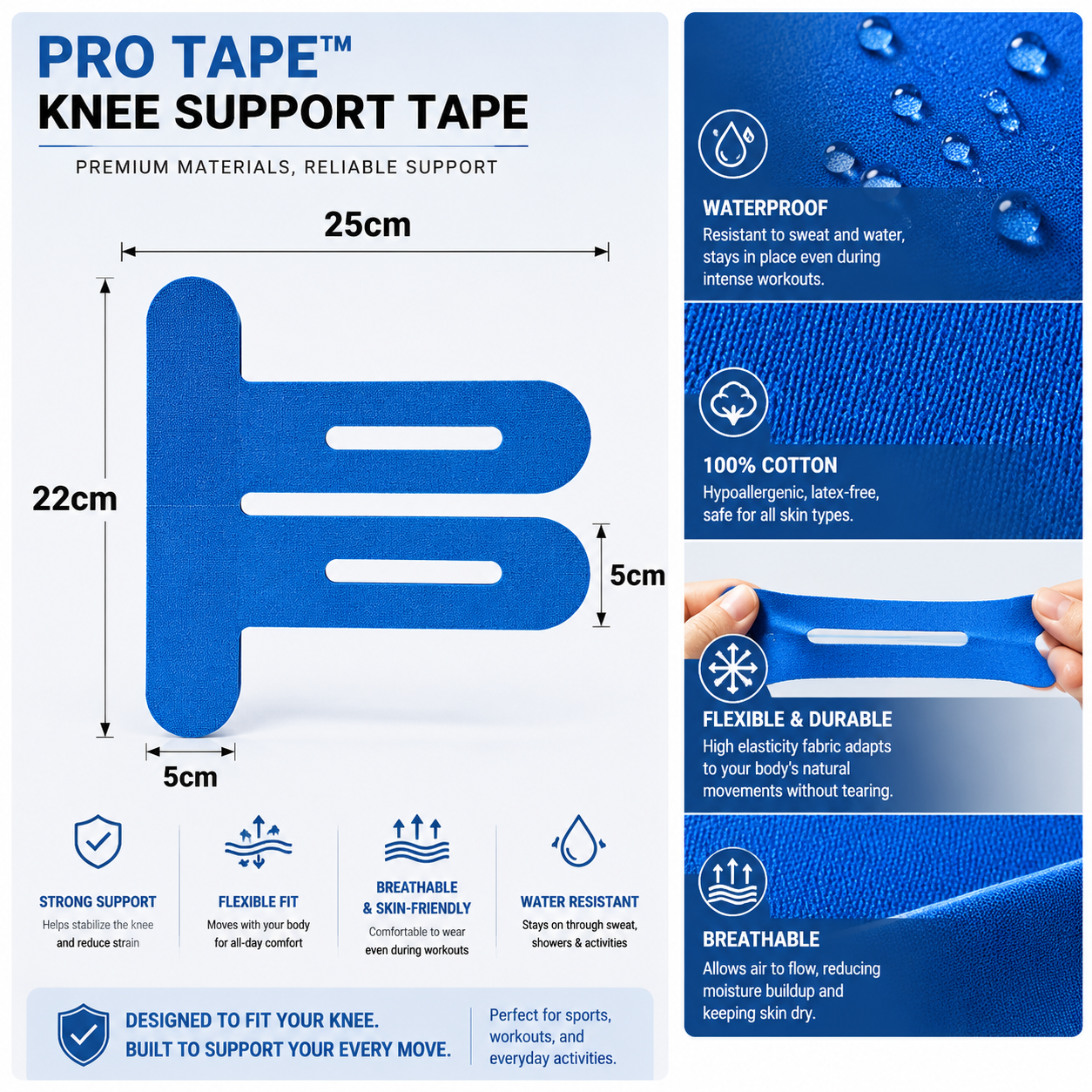 🛡️Pre-Cut Knee Support Tape That Moves With You