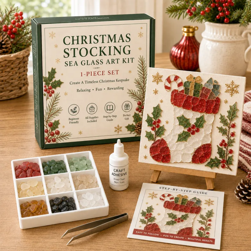🔥 LAST DAY 49% OFF – 🎄DIY Christmas Sea Glass Art Kit | All-Inclusive Mosaic Set with Sea Glass, Adhesive, Sturdy Base & Festive Holiday Designs ✨