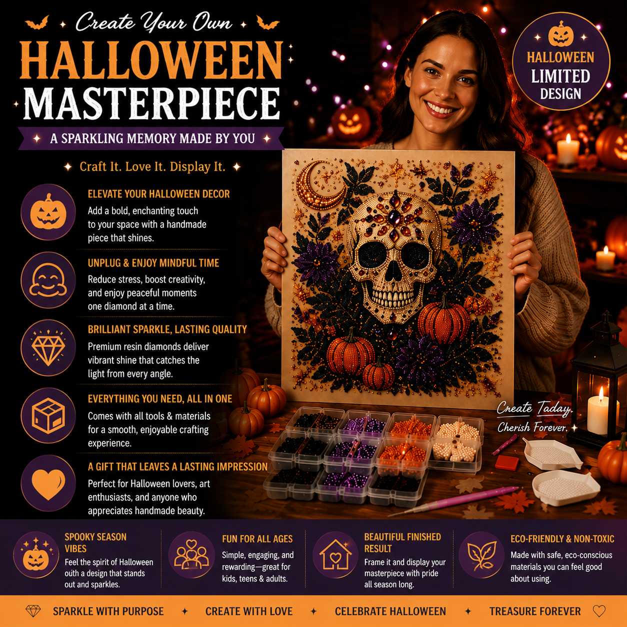 🔥 Limited Time 50%👻✨Halloween Pearl Art DIY Kit – Turn Tiny Pearls into Spooky-Cute Magic