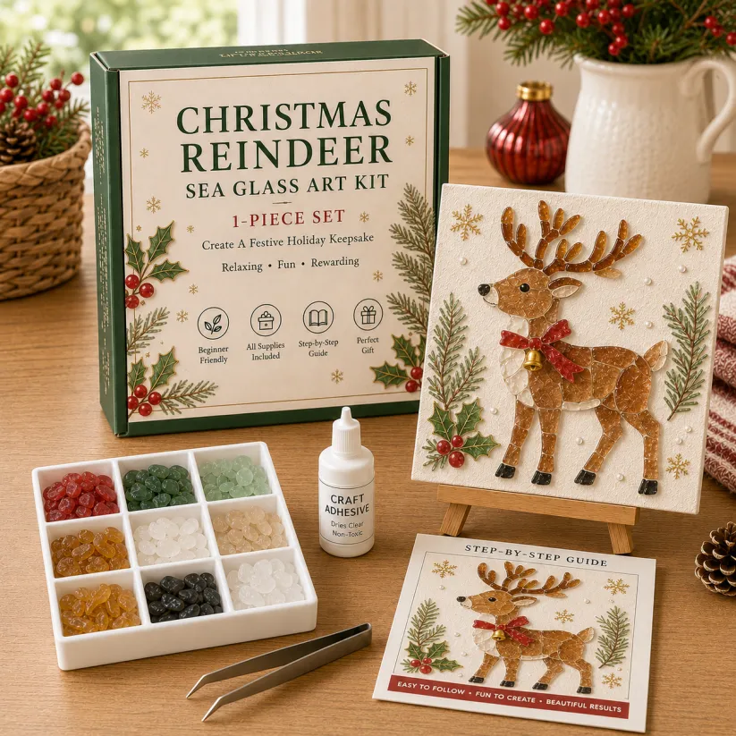 🔥 LAST DAY 49% OFF – 🎄DIY Christmas Sea Glass Art Kit | All-Inclusive Mosaic Set with Sea Glass, Adhesive, Sturdy Base & Festive Holiday Designs ✨