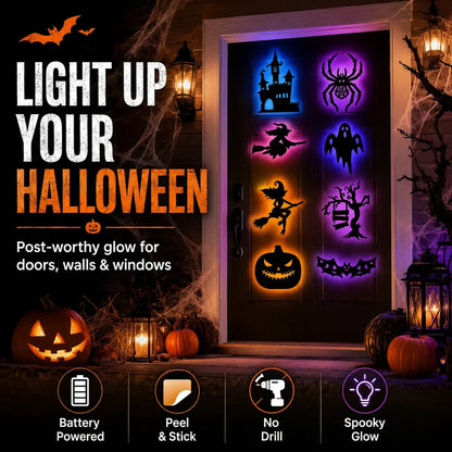 Halloween LED Silhouette Wall Light Stickers,Battery Powered Peel & Stick Decor Lights🎃