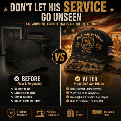 🏆Last Day Promo: 45% OFF!🏜️ Proud Gulf War Veteran Cap | 1990-1991 Desert Shield & Desert Storm Commemorative Hat 🇺🇸
