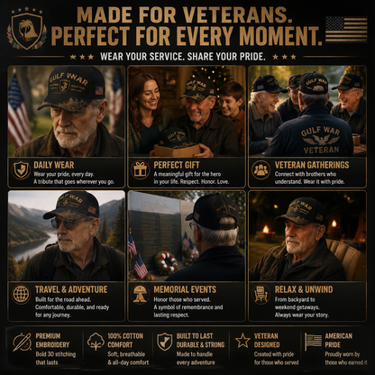 🏆Last Day Promo: 45% OFF!🏜️ Proud Gulf War Veteran Cap | 1990-1991 Desert Shield & Desert Storm Commemorative Hat 🇺🇸