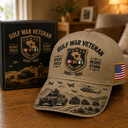 🏆Last Day Promo: 45% OFF!🏜️ Proud Gulf War Veteran Cap | 1990-1991 Desert Shield & Desert Storm Commemorative Hat 🇺🇸