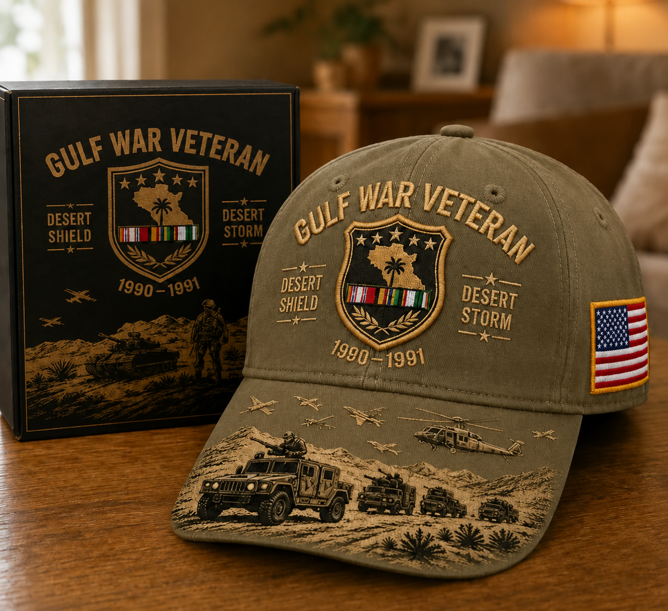 🏆Last Day Promo: 45% OFF!🏜️ Proud Gulf War Veteran Cap | 1990-1991 Desert Shield & Desert Storm Commemorative Hat 🇺🇸