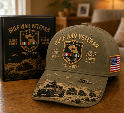 🏆Last Day Promo: 45% OFF!🏜️ Proud Gulf War Veteran Cap | 1990-1991 Desert Shield & Desert Storm Commemorative Hat 🇺🇸
