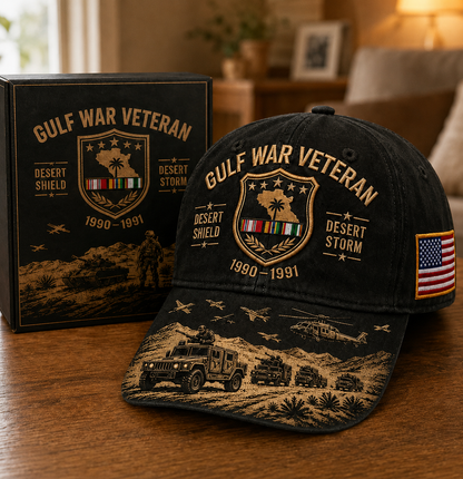 🏆Last Day Promo: 45% OFF!🏜️ Proud Gulf War Veteran Cap | 1990-1991 Desert Shield & Desert Storm Commemorative Hat 🇺🇸