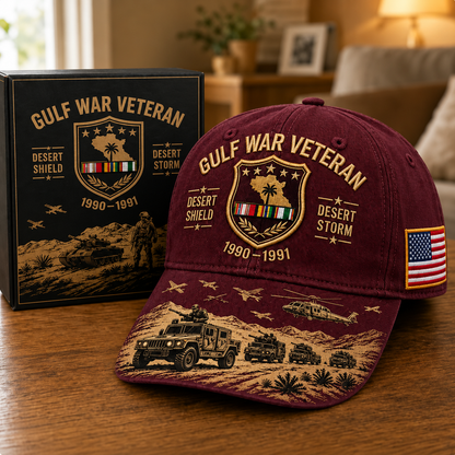 🏆Last Day Promo: 45% OFF!🏜️ Proud Gulf War Veteran Cap | 1990-1991 Desert Shield & Desert Storm Commemorative Hat 🇺🇸