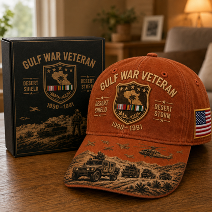 🏆Last Day Promo: 45% OFF!🏜️ Proud Gulf War Veteran Cap | 1990-1991 Desert Shield & Desert Storm Commemorative Hat 🇺🇸